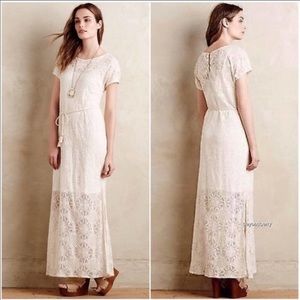 Anthropologie Lilka Maxi Lace Dress tie waist